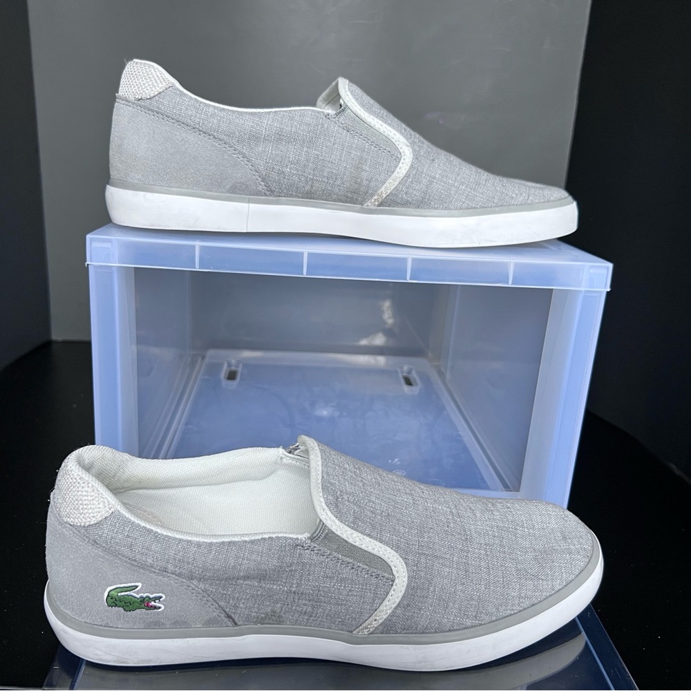 COPY - Lacoste Jouer Slip On Men’s Canvas Casual Sneakers Grey/White  Size 8.5
